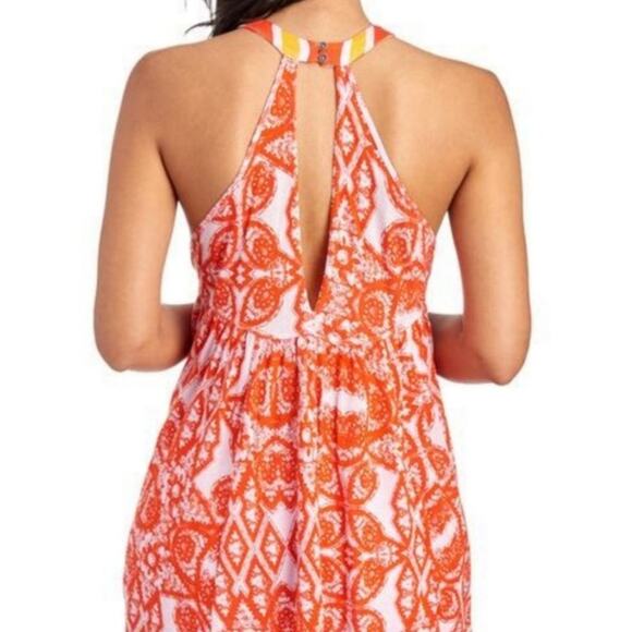 FREE PEOPLE Orange Mimi Boho Tunic Swing Top Small $88 NWT Summer Floral - Picture 4 of 12